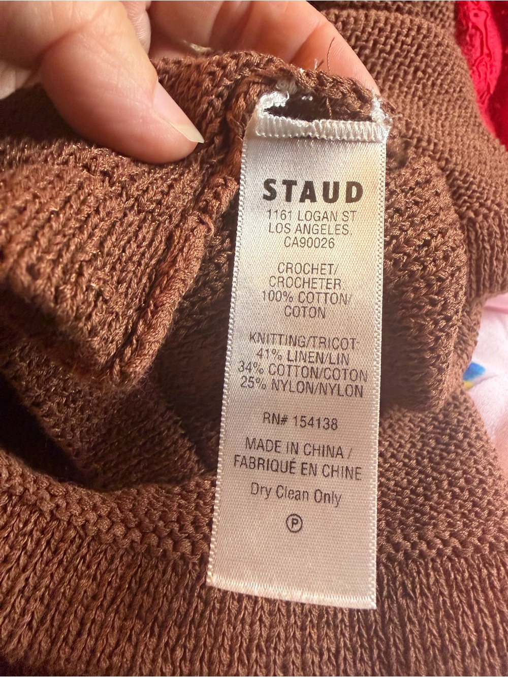 STAUD Jocelyn Mixed Stitch Crochet Long Sleeve Mini Dress Neutral. Size L - Picture 6 of 10